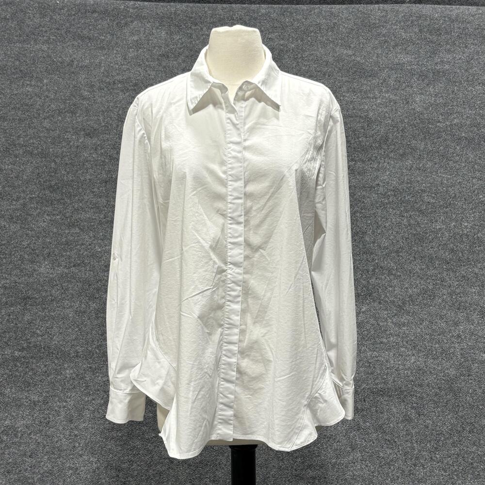 Finley Shirt Womens Large Silky Poplin Long Sleeve Button Up Made in USA Classic